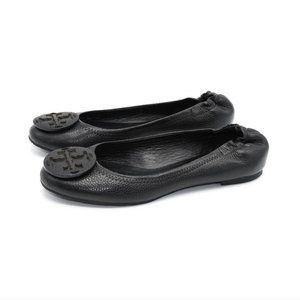 Tory Burch Reva Pebbled Black Leather Flats